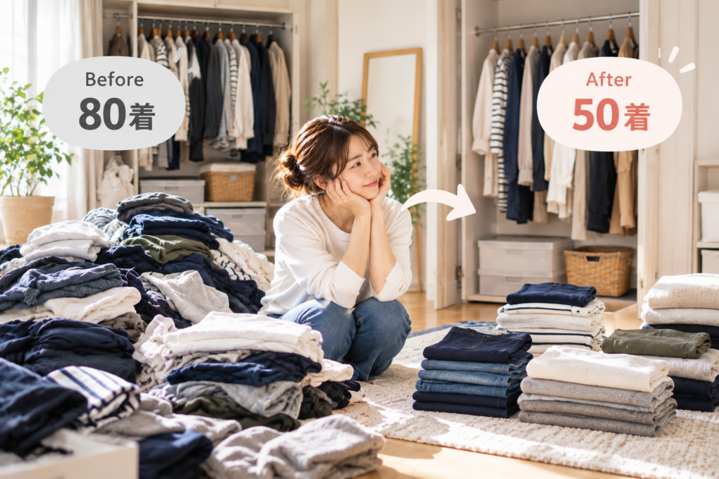服を減らすとどれくらい変わる？80着を50着に整理する具体例