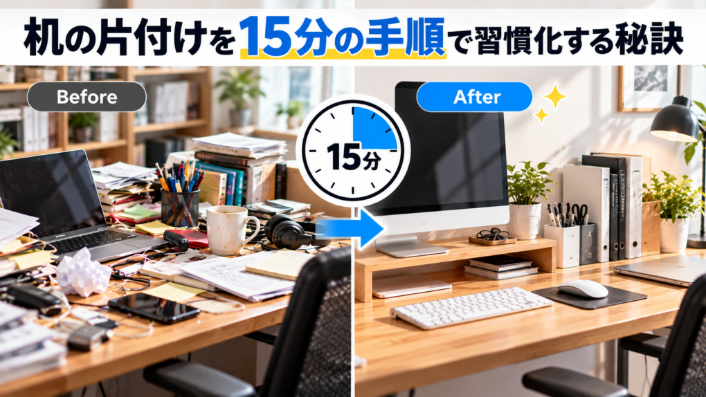 机の片付けを15分の手順で習慣化する秘訣
